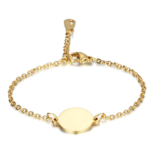 Edelstahl-Armband mit Gravurplatte (Silber/Gold)