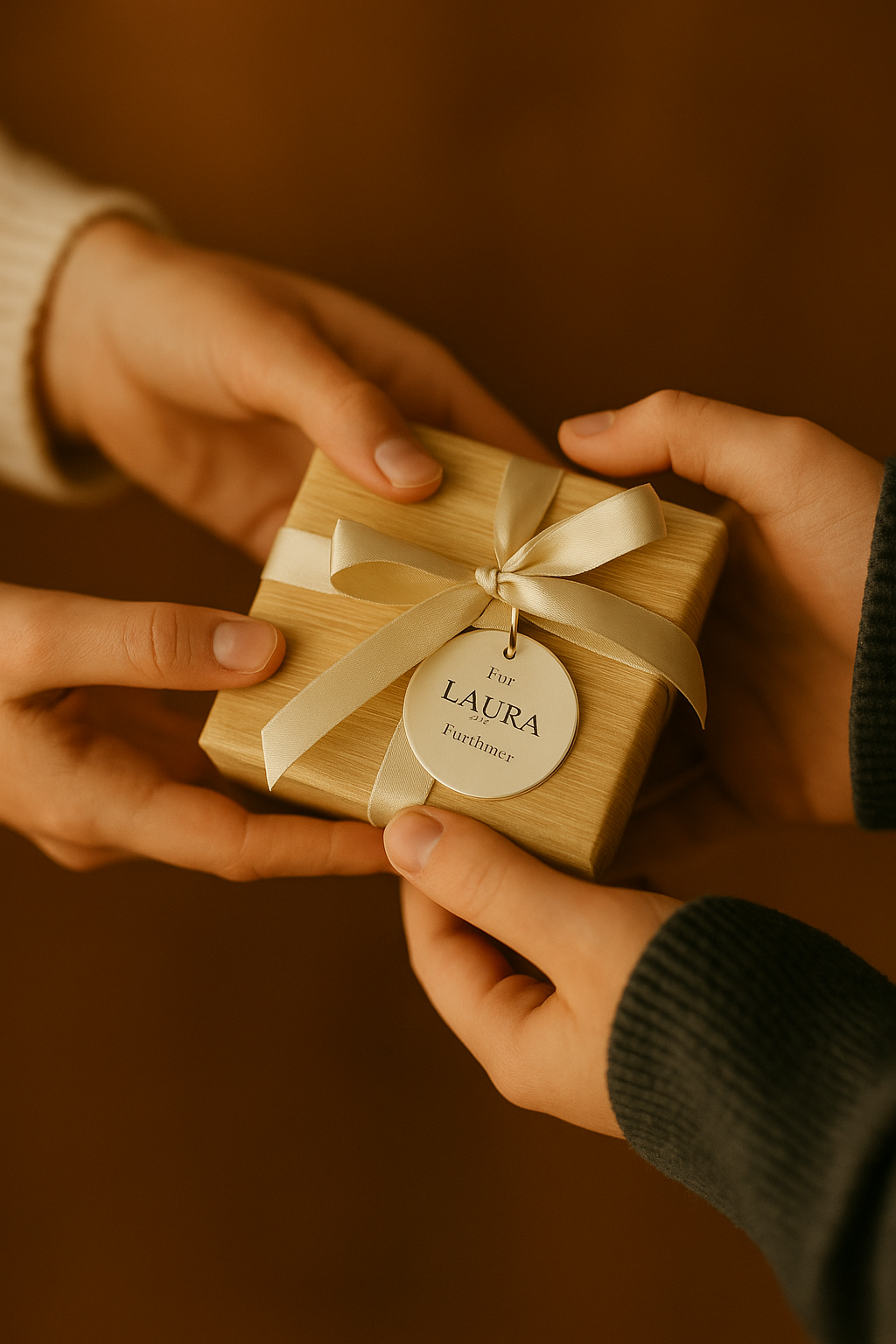 jemand überreicht jemand ein Geschenk