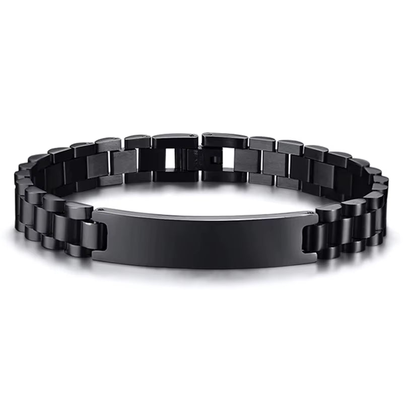 Herren-Armband aus Edelstahl – vergoldet oder schwarz, personalisierbar mit Gravur