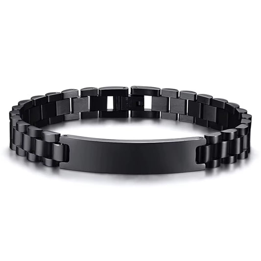 Herren-Armband aus Edelstahl – vergoldet oder schwarz, personalisierbar mit Gravur