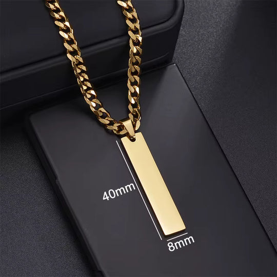 Gold Kette mit Gravuranhänger – Rechteck