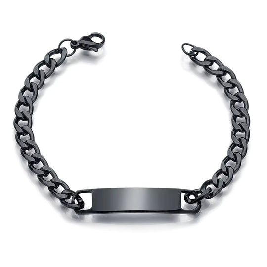 Armband mit Gravurplatte – Silber/Gold/Schwarz