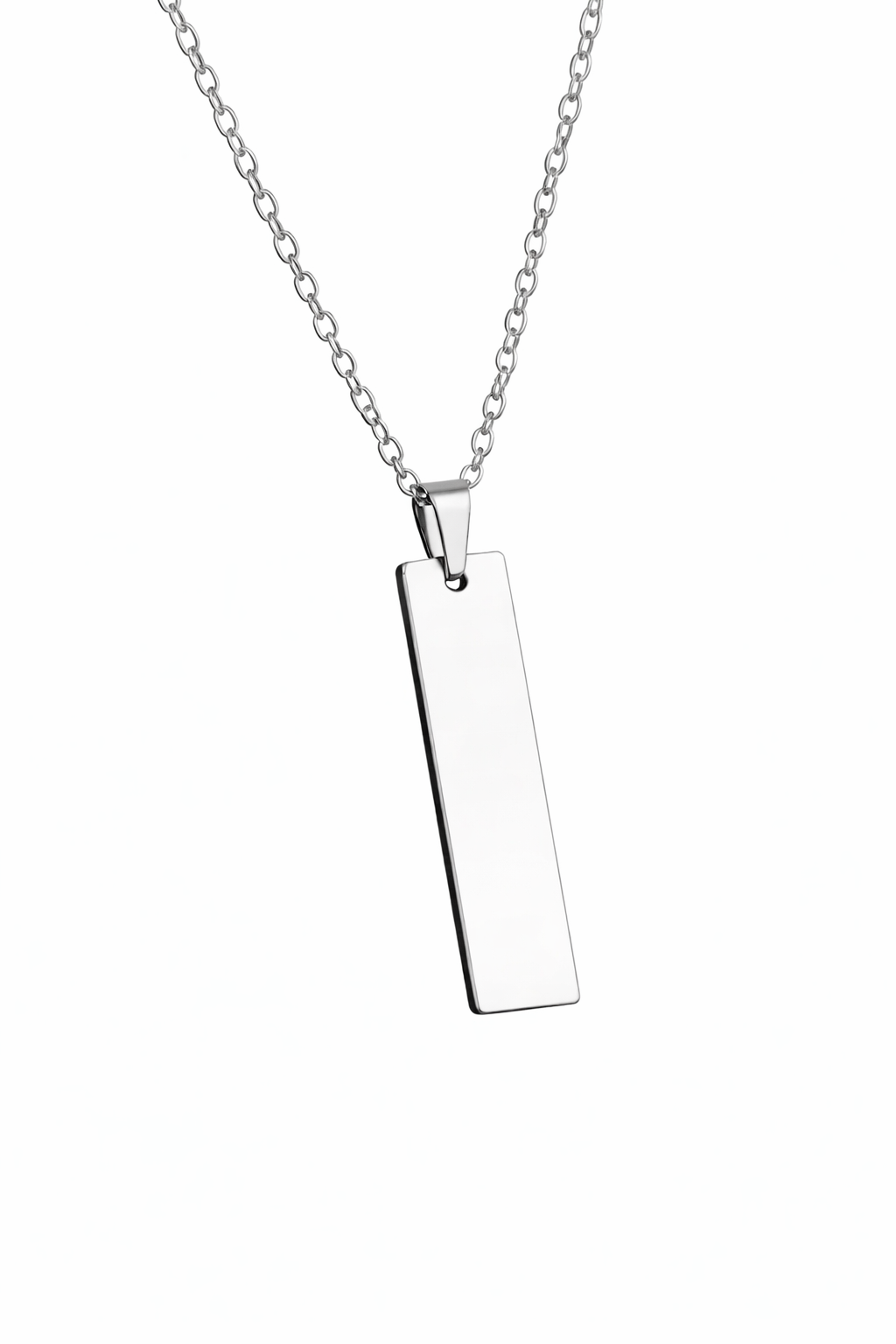 Silber Kette mit Gravuranhänger – Rechteck